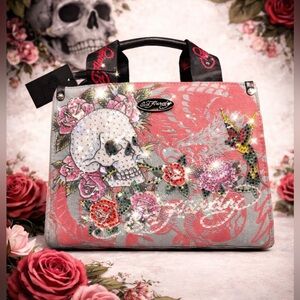 💖NWT ED HARDY BLING SKULL ROSES BAG💖